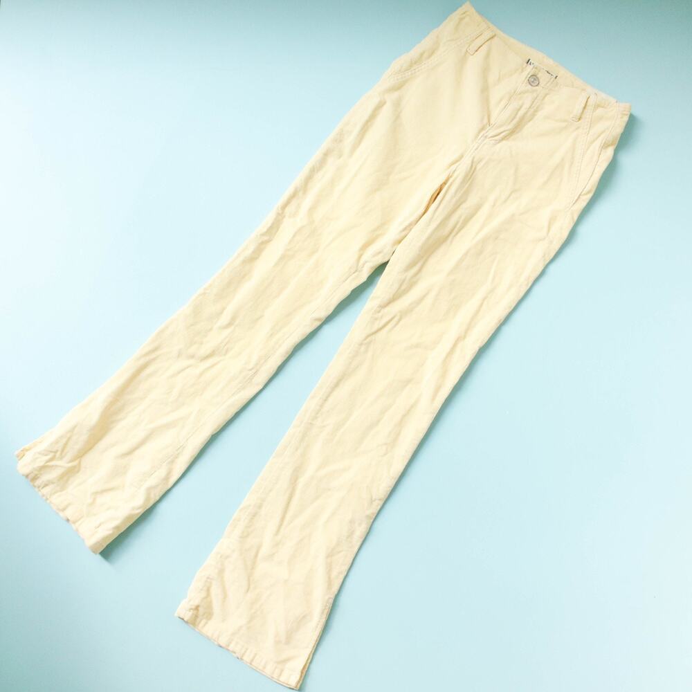 Free People Butter Yellow Corduroy Level Up Slit Bootcut Pants Women's Size 26